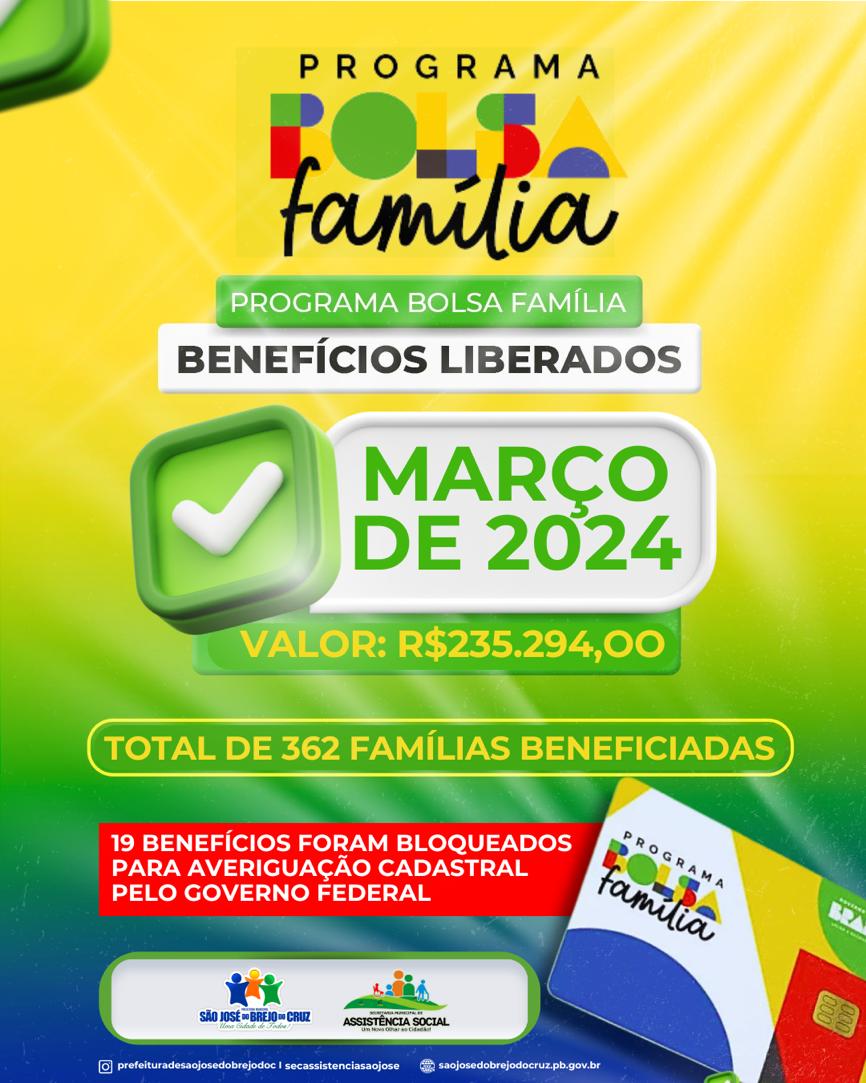 Leia mais sobre o artigo Programa Bolsa Família: Benefícios Liberados – Março 2024.