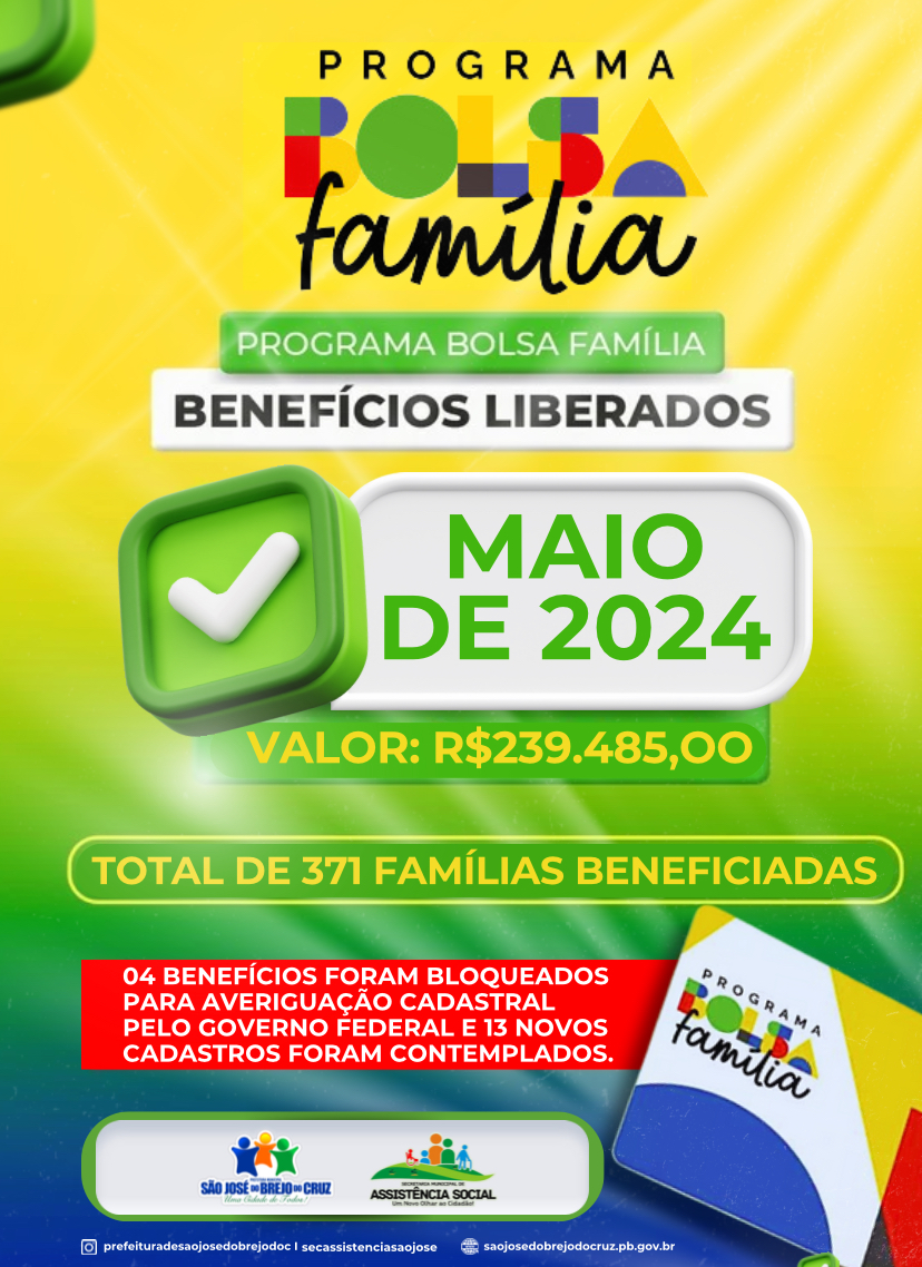 Leia mais sobre o artigo Programa Bolsa Família: Benefícios Liberados – Maio de 2024.