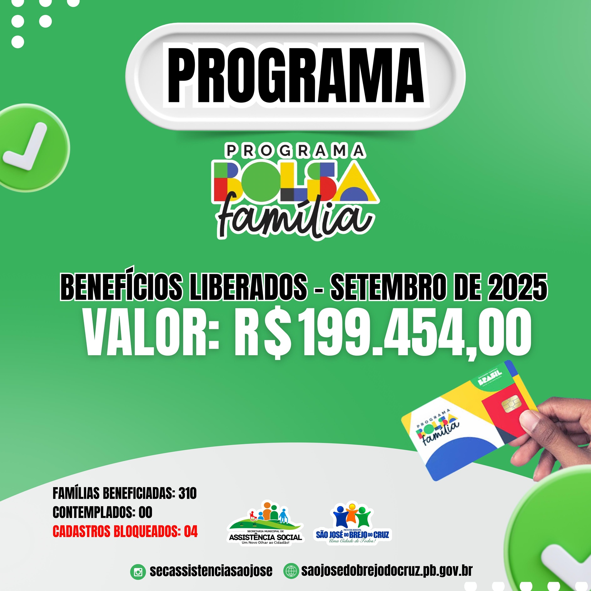 Programa Bolsa Família: Benefícios Liberados – Setembro de 2025