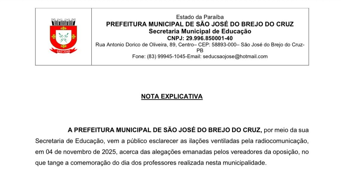 Leia mais sobre o artigo NOTA EXPLICATIVA
